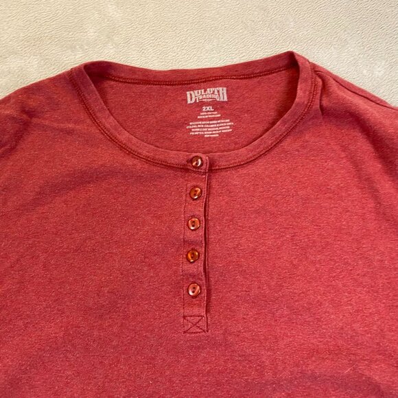 Duluth Trading Co. Womens Henley Shirt Size 2XL Long Sleeve Pullover Casual Red - Picture 5 of 7
